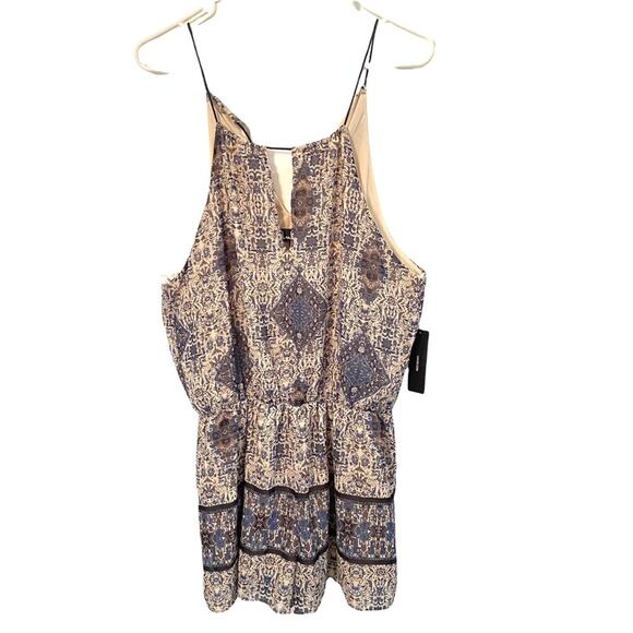 Lulus Mini Dress Size Large Blue Patterned Print Halter strap tassel NWT L - Picture 1 of 6